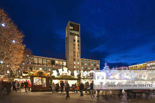 Christmas market in the market square  city hall  Stuttgart  Baden-Wuerttemberg  Germany  Europe