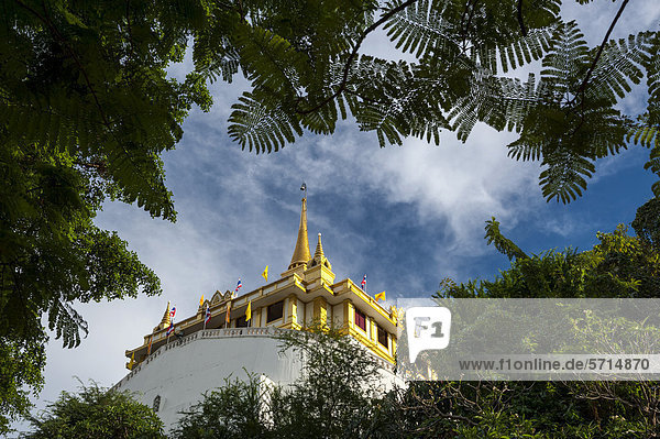Phu Khao Thong oder Goldener Berg im Wat Saket  Bangkok  Thailand  Asien