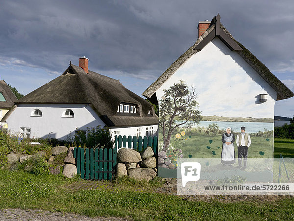 Germany  Island of Ruegen  Monchgut  View of painted house