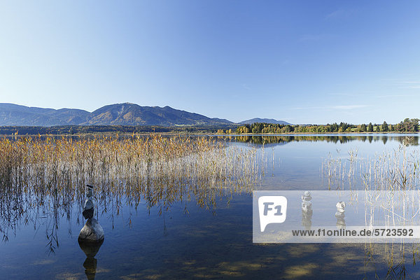Deutschland Bayern Blick auf Berge und Staffelsee