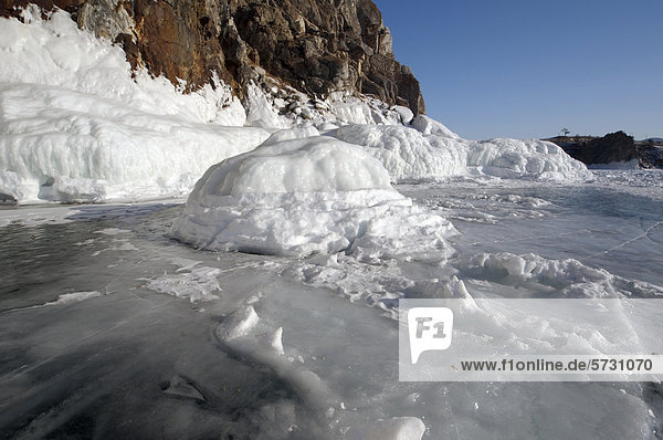 Ice  Olkhon island  Lake Baikal  Siberia  Russia  Eurasia
