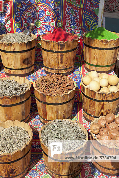 Gewürze und Kräuter zum Verkauf in einem Laden in Dahab  Sinai  Ägypten  Afrika