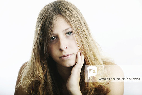 Young woman  pensive  portrait