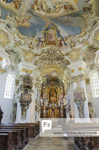 Rokoko Wallfahrtskirche  Wieskirche  UNESCO-Weltkulturerbe  Wies  Steingaden  Oberbayern  Deutschland  Europa
