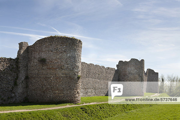 Western Bastions  12th century  at Portchester Castle  Fareham  Hampshire  England  United Kingdom  Europe
