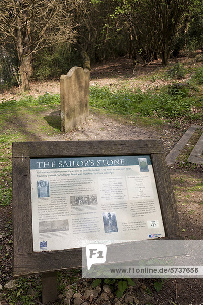 The Sailor's Stone commerating the murder in 1786  at Hindhead  Surrey  England  United Kingdom  Europe