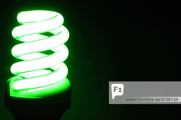 Close up of grün fluoreszierende Lampe