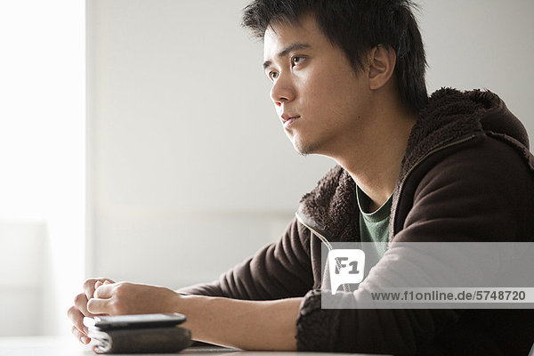 Student sitting at desk in class