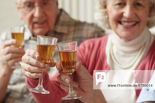 Senior adults having a toast