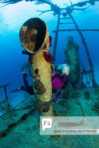 Scuba Diver on Shipwreck