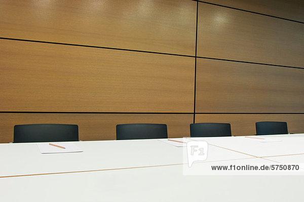 Conference table in empty office block