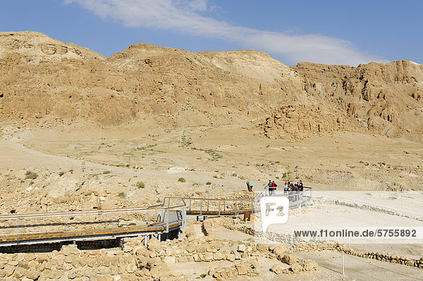 Excavations  ruins of Qumran  West Bank  Israel  Middle East