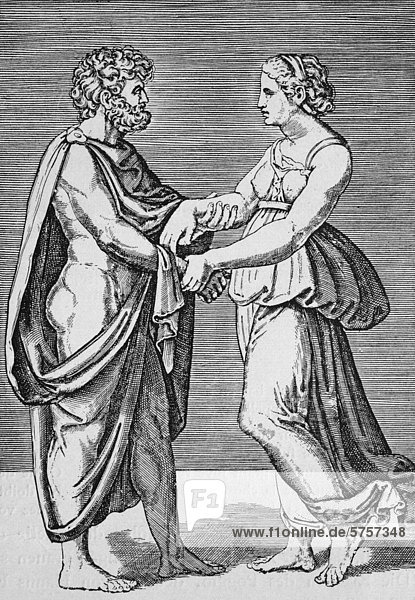 Verlobung  symbolischer italienischer Kupferstich  1700