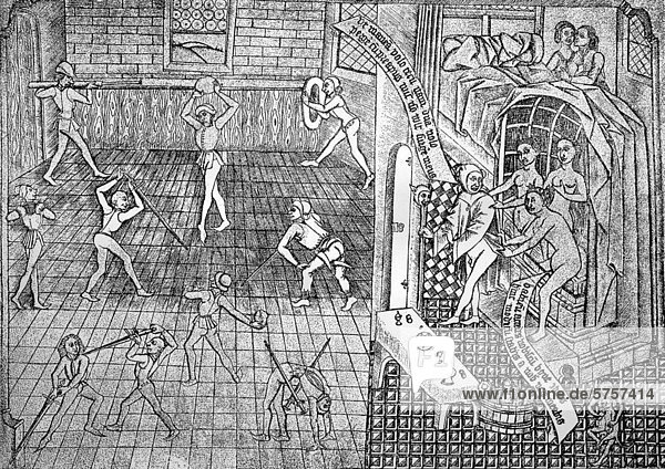 Fencing and a house of prostitution  15th century