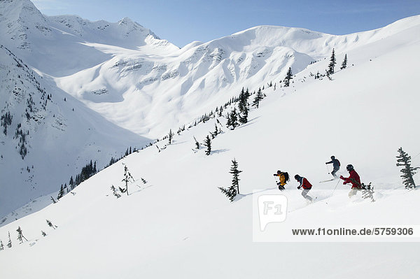 Skifahrer  Skeena Mountain Range  British Columbia  Kanada.