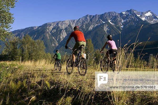 Family mountain biking  Pemberton  British Columbia  Canada