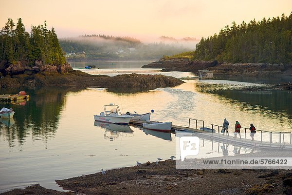 Fishermen leaving Blacks Harbour at dawn  Bay of Fundy  New Brunswick  Canada