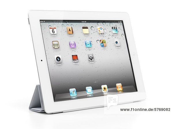 Apple iPad 2 Tablet PC mit intelligenten Deckel gefaltet als Standfuß