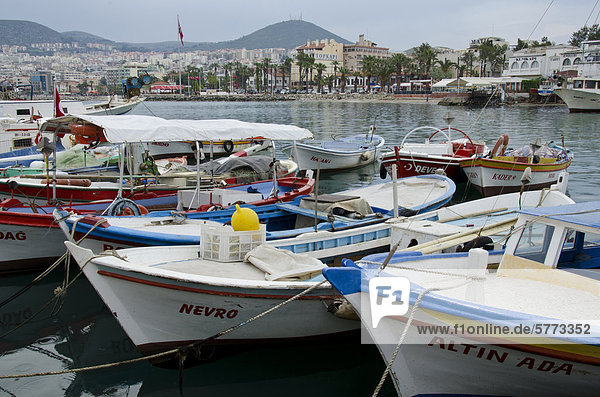 Fishing boats in Ku_adas_  a resort town on Turkey's Aegean coast in Ayd_n Province