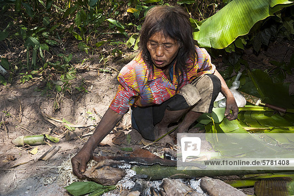 kochen Frau Hügel Bambus Thailand Volksstamm Stamm