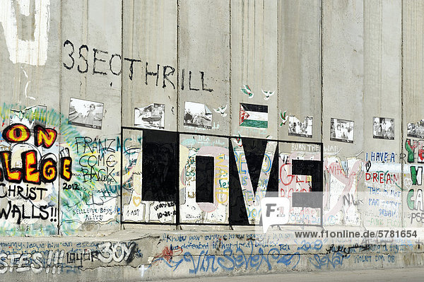 Graffiti Befestigungsmauer Betonmauer israelische Sperranlage Grenze in Bethlehem Israel Naher Osten