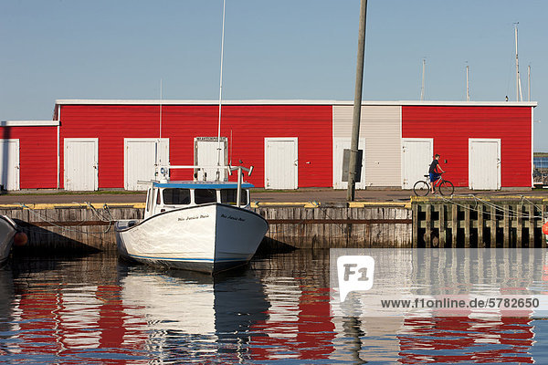 Fishing boat tied up at wharf  Northport  Prince Edward Island  Canada