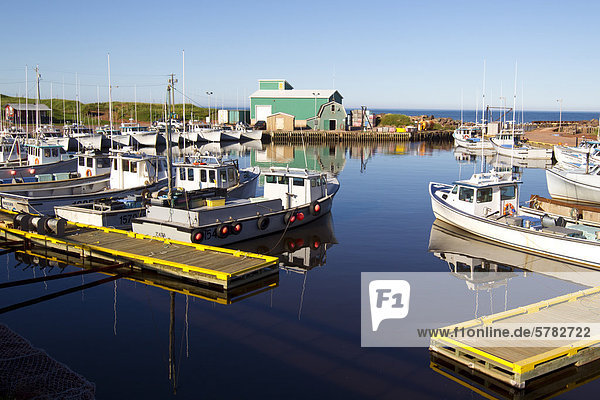 Fischerboote am Kai  Seacow Pond  Prince Edward Island  Canada gefesselt