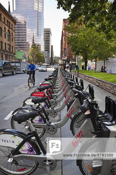 Bixi public bike system  Montreal  Quebec  Canada.