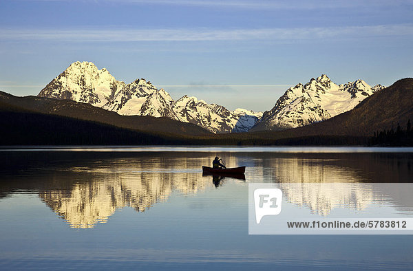 Canoeing on the Turner Lakes in Tweedsmuir Park  British Columbia Canada