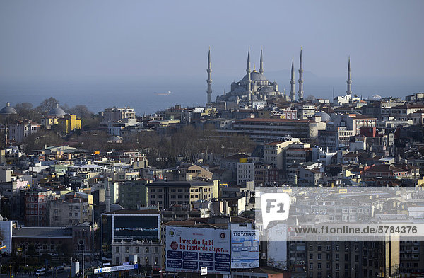 Panorama Europa blau Ansicht Istanbul Moschee Türkei