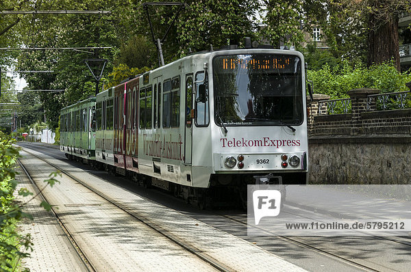 Stra_enbahn in Königswinter  Bonner Stra_enbahnlinie 66  Telekom Express  Nordrhein-Westfalen  Deutschland  Europa
