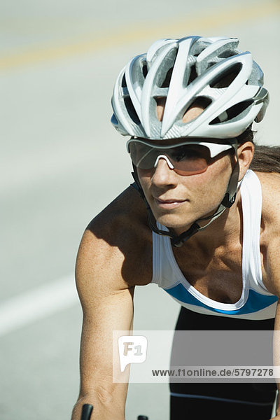 Mid-adult woman cyclist  portrait