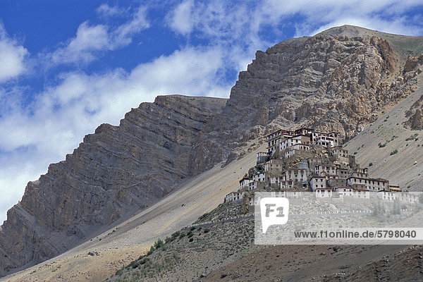 Buddhistisches Kloster oder Gompa Ki Spiti-Tal Lahaul und Spiti indischer Himalaya Himachal Pradesh Nordindien Indien Asien