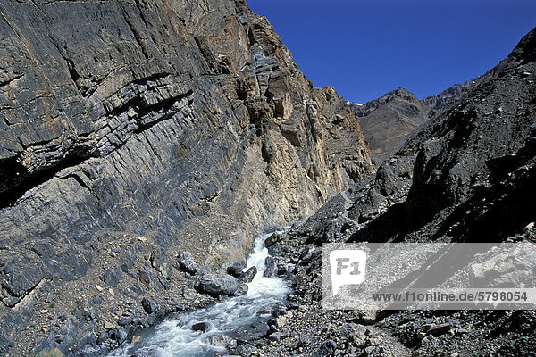 Raglungbi-Schlucht bei Kibber Kibber-Karzok-Trek Himachal Pradesh indischer Himalaya Nordindien Indien Asien