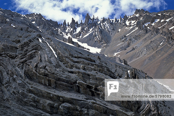 Gezackte Felsen am Parang La oder Parang Pass 5580m Kibber-Karzok-Trek Himachal Pradesh indischer Himalaya Nordindien Indien Asien