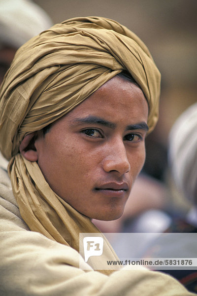 Young man with a turban  portrait  Tripura  East India  India  Asia