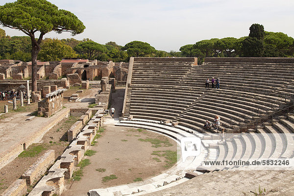 The cavea of the theatre  ruins of the ancient Roman port town of Ostia  Italy  Europe