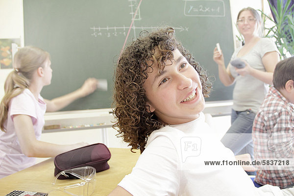 Student smiling in class