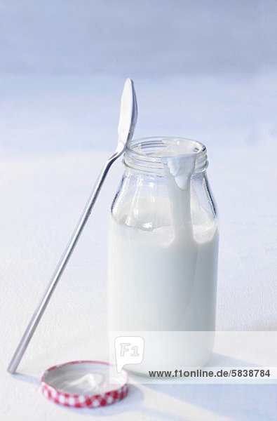 Natural yoghurt in a jar