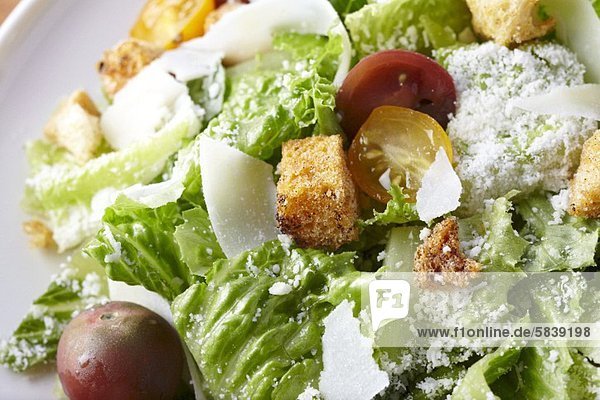Romaine Lettuce Salad with Tomatoes  Croutons and Parmesan Cheese