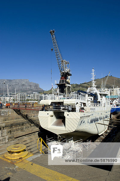 Trawler in a dry dock in Cape Town  South Africa  Africa