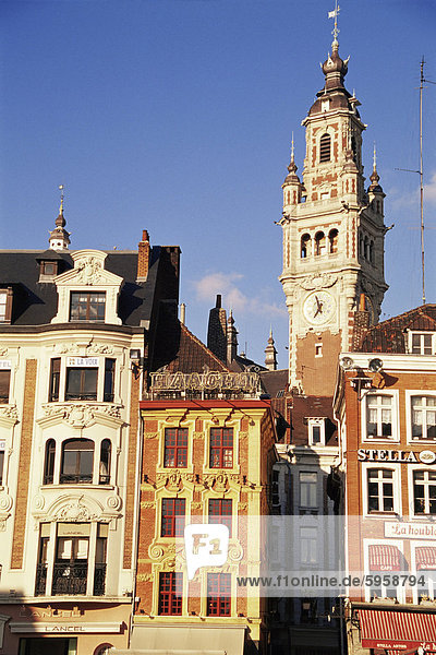 Glockenturm Frankreich Europa Gebäude Belfried Grand Place Lille Nord