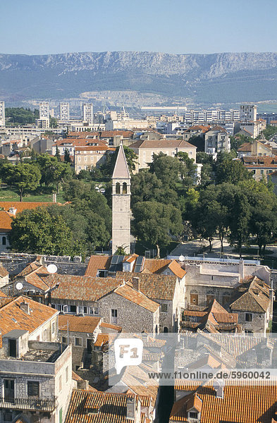 Europa über Stadt Kathedrale Palast Schloß Schlösser Ansicht Trennung Zimmer Kirchturm Kroatien Dalmatien alt