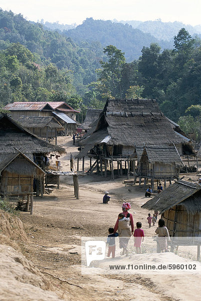 Nam Ded Mai Akha village  Maung Sing  Laos  Indochina  Southeast Asia  Asia