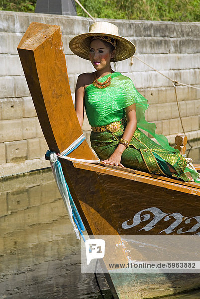 Girl in traditional Thai clothes Phuket Thailand Southeast Asia Asia