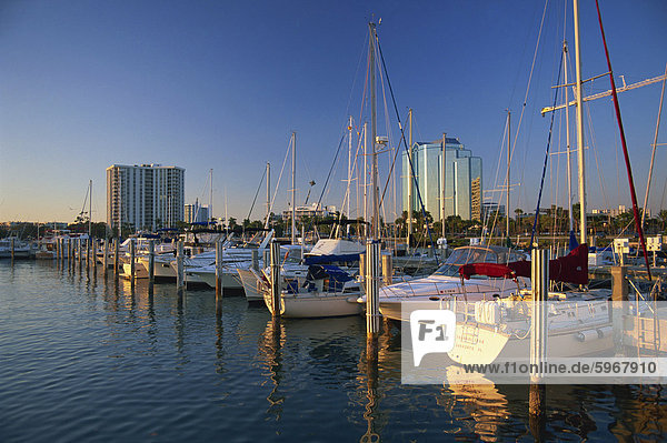 Sarasota Marina am Abend Florida Vereinigte Staaten Nordamerika