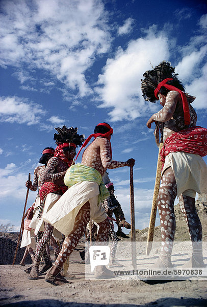 Tarahumara spotted dancers at Easter  from the Sierra Madre  in Mexico  North America