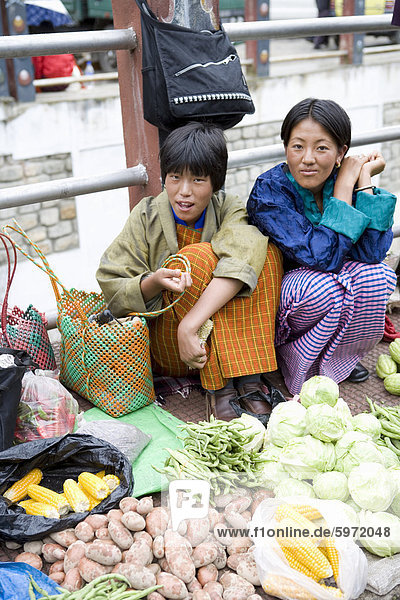 Markt  Trongsa  Bhutan  Asien