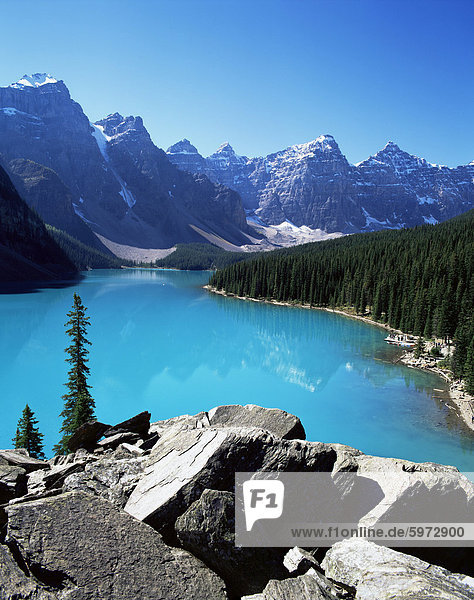 Moraine Lake  Tal der zehn Gipfeln  Banff National Park  UNESCO Weltkulturerbe  Rocky Mountains  Alberta  Kanada  Nordamerika