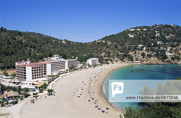 Beach Cala de Sant Vicent Ibiza Balearic Islands Spain Mediterranean Europe